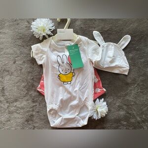 H&M  x Miffy HTF Conscious 3-Piece Organic Cotton Baby Set (NWT)